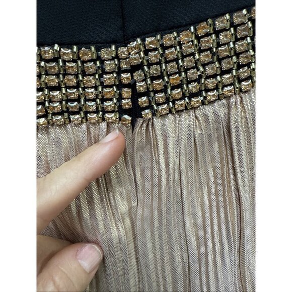 Mac Duggal Sz 4 26541 One Shoulder Gold Black Layered Ruffle Tiered Dress Gown - Picture 8 of 12